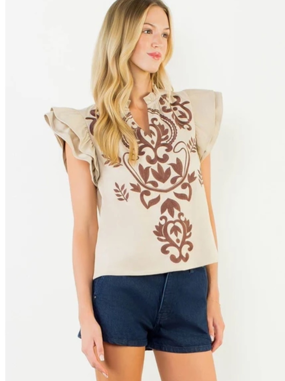 NWT THML Western Faux Suede Top - Picture 4 of 4
